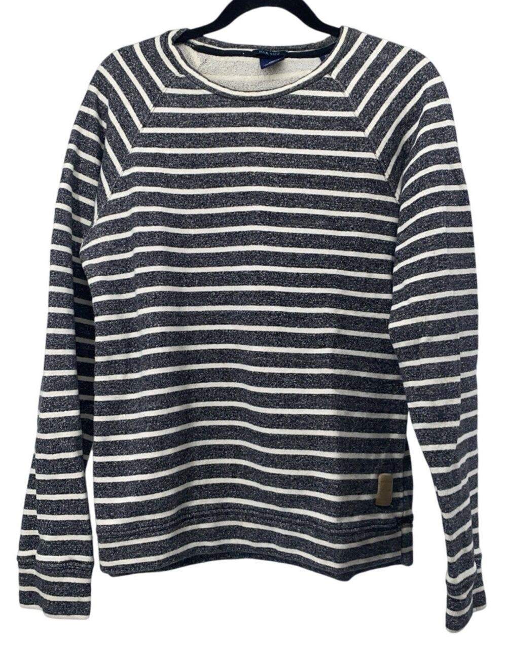 SCOTCH & SODA Sea You Sweatshirt Men's MEDIUM Pullover Crew Striped Logo Patch